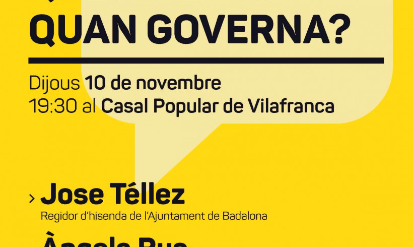 La CUP de Vilafranca organitza una xerrada sobre Pressupostos Municipals